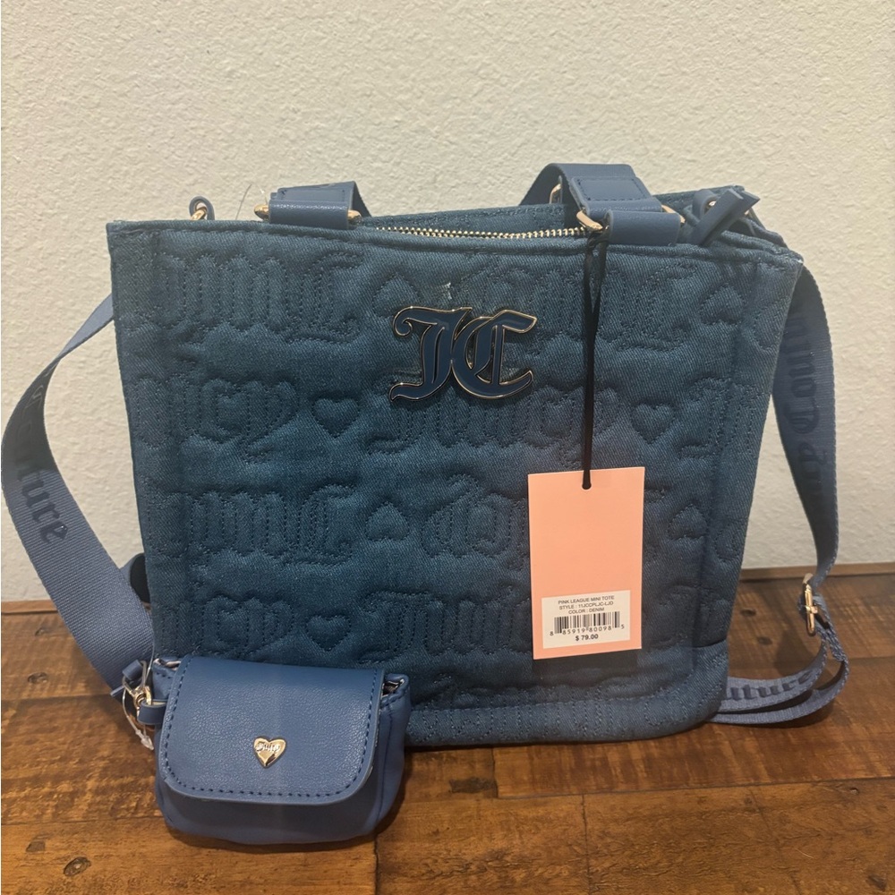 Juicy Couture Blue Quilted Logo Tote with Gold Hardware - Picture 10 of 10